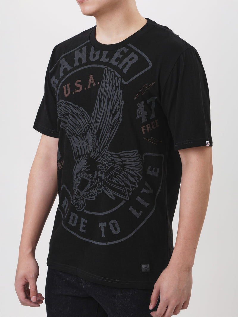 เสื้อยืดแขนสั้นผู้ชาย ทรงตรง สีดำ