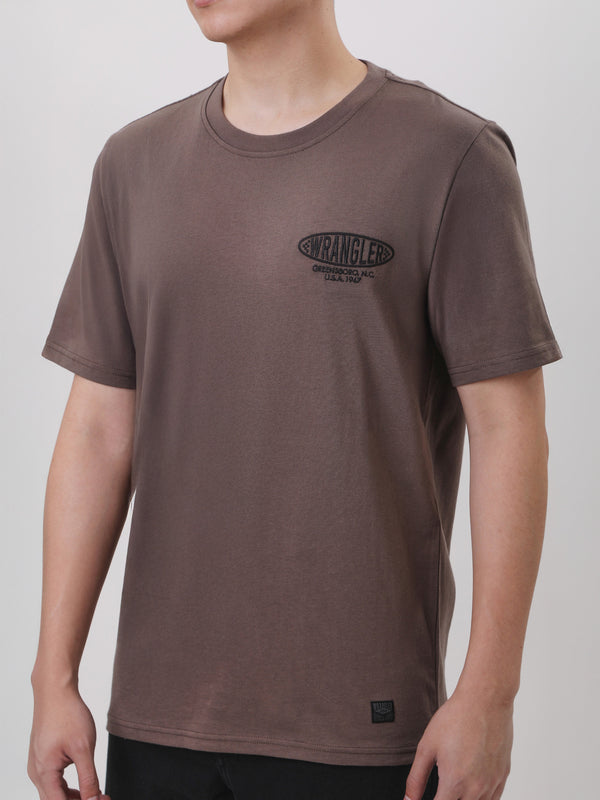 เสื้อยืดแขนสั้นผู้ชาย ทรงตรง สีน้ำตาล