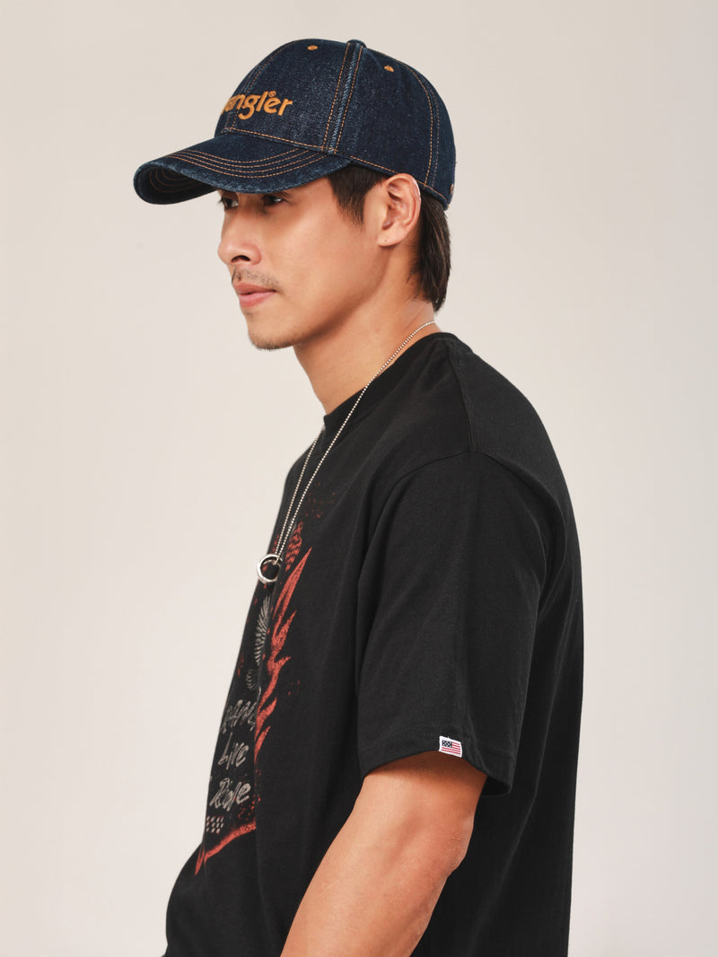 เสื้อยืดแขนสั้นผู้ชาย คอลเลคชั่น BIKER LOOK RELAXED FIT สีดำ