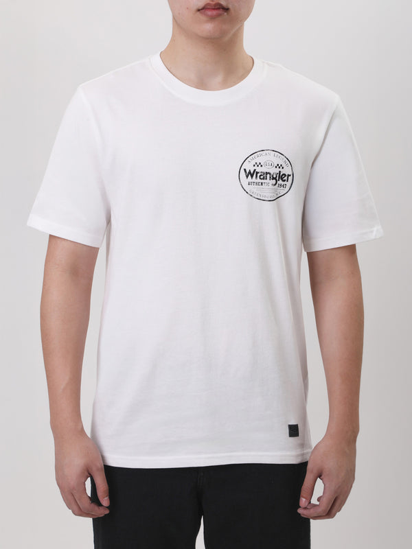 เสื้อยืดแขนสั้นผู้ชาย ทรงตรง สีขาว