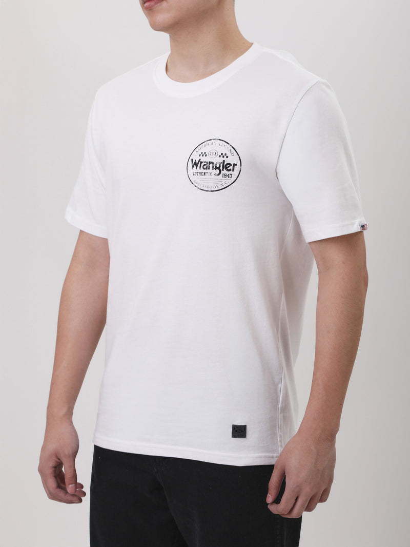 เสื้อยืดแขนสั้นผู้ชาย ทรงตรง สีขาว