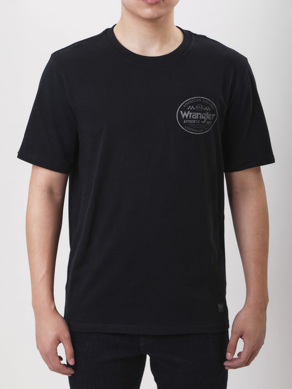 เสื้อยืดแขนสั้นผู้ชาย ทรงตรง สีดำ