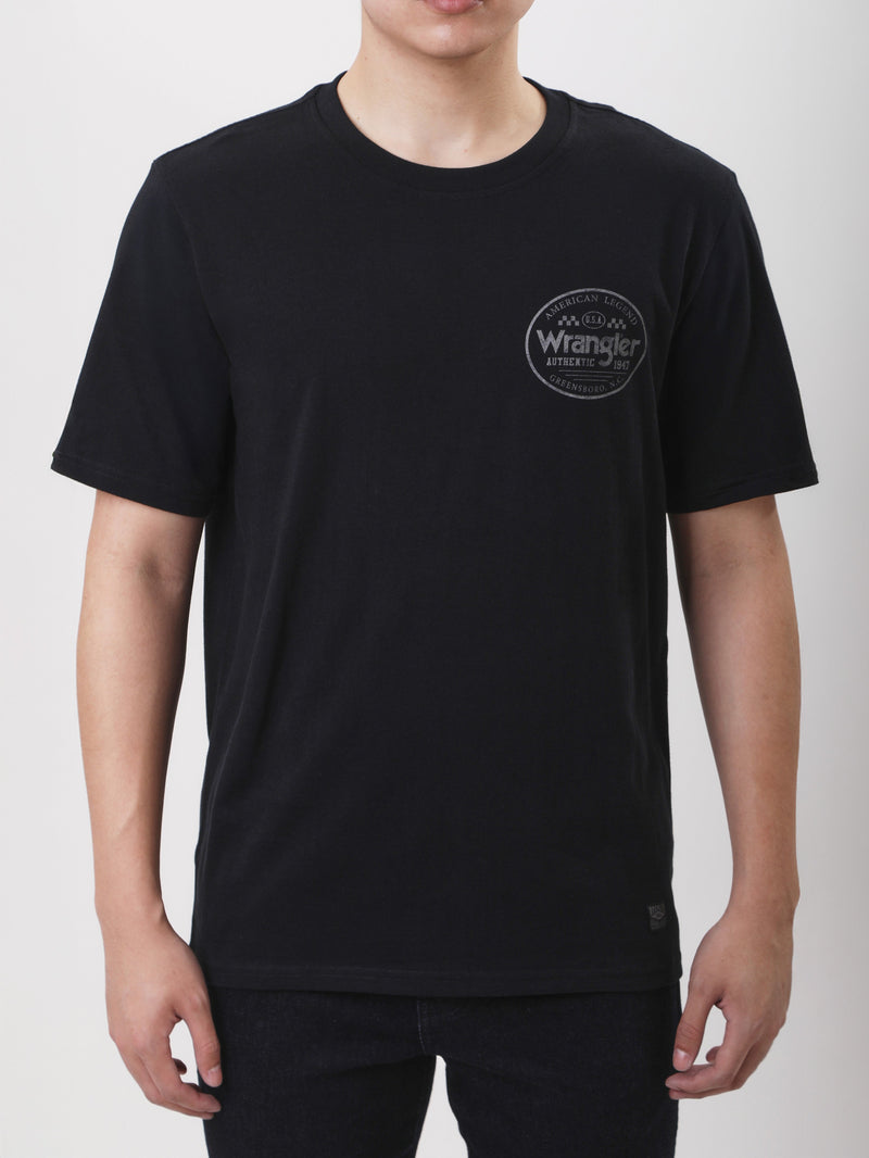 เสื้อยืดแขนสั้นผู้ชาย ทรงตรง สีดำ