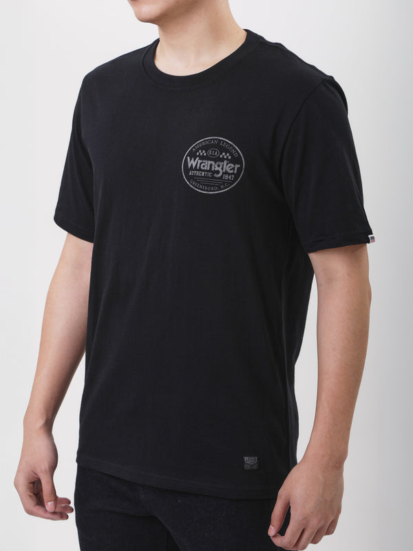 เสื้อยืดแขนสั้นผู้ชาย ทรงตรง สีดำ