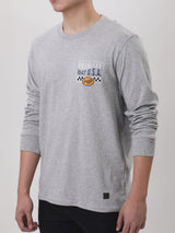 เสื้อยืดแขนยาวผู้ชาย ทรงตรง สีเทา