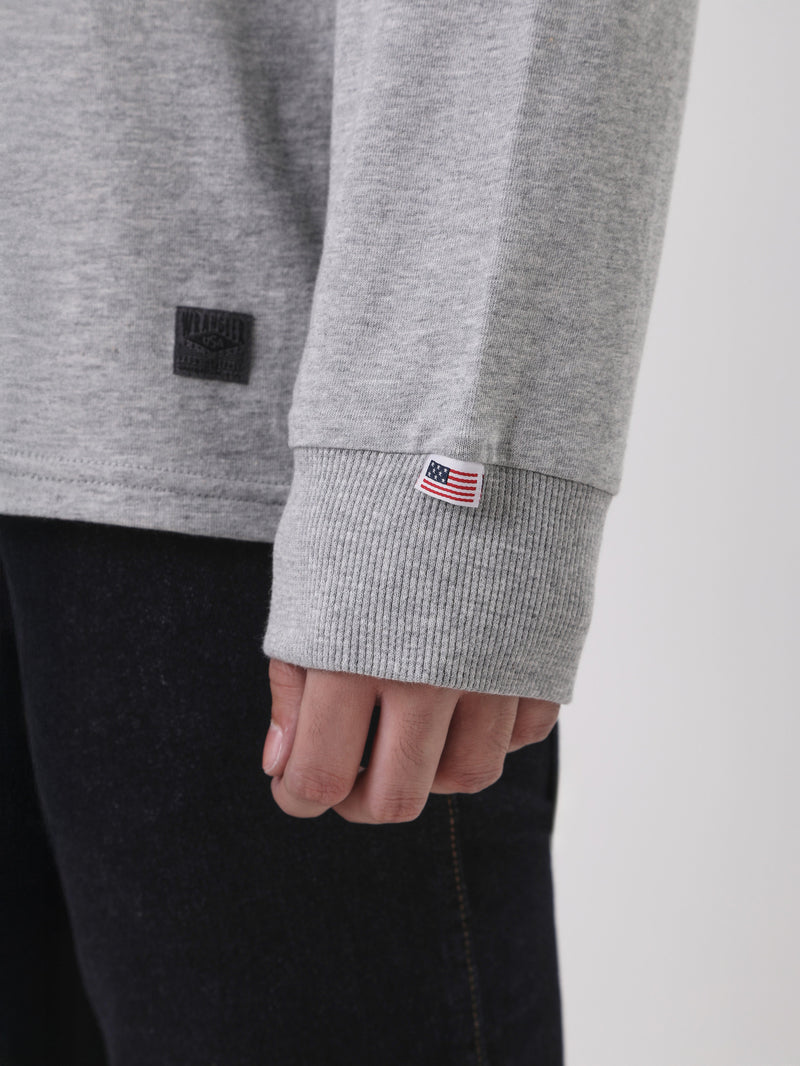 เสื้อยืดแขนยาวผู้ชาย ทรงตรง สีเทา