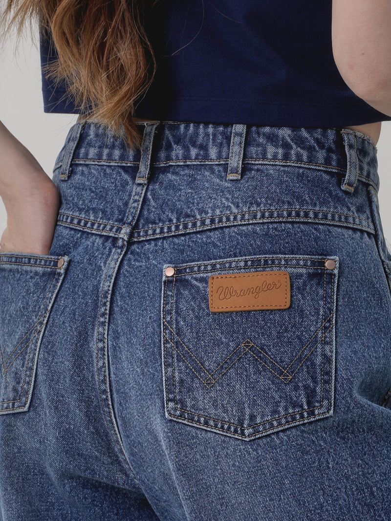 BOYFRIEND FIT EVERYDAY WITH WRANGLER COLLECTION HIGH RELAXED WOMEN'S JEANS MID INDIGO