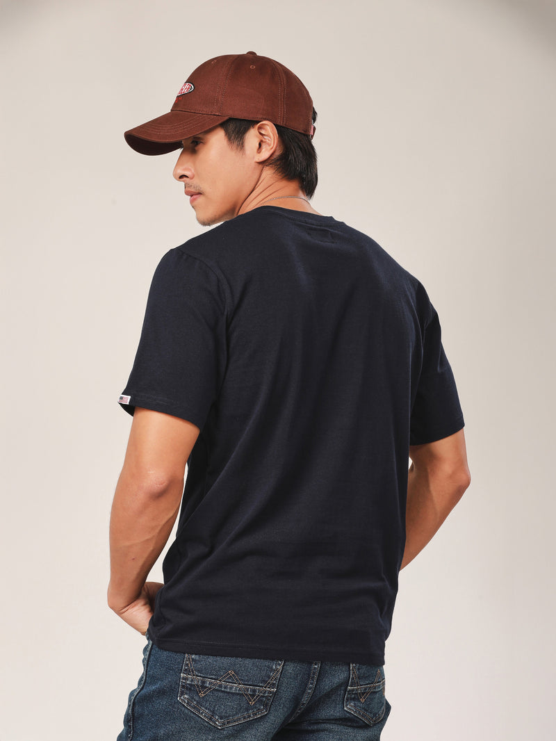 เสื้อยืดแขนสั้นผู้ชาย คอลเลคชั่น BIKER LOOK ทรงตรง สีกรมท่า