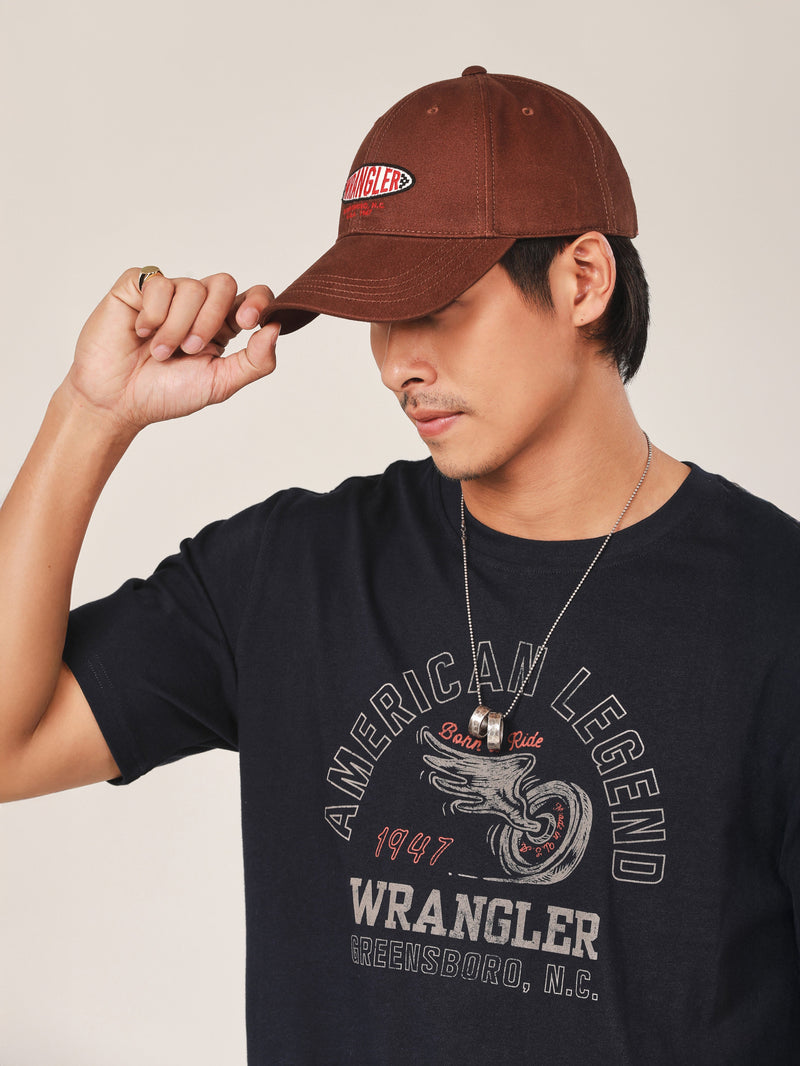 เสื้อยืดแขนสั้นผู้ชาย คอลเลคชั่น BIKER LOOK ทรงตรง สีกรมท่า