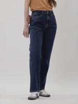 กางเกงยีนส์ผู้หญิง คอลเลคชั่น EVERYDAY WITH WRANGLER SUNSET FIT เอวกลาง ทรงตรง สียีนส์เข้ม