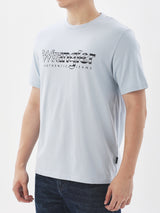 เสื้อยืดแขนสั้นผู้ชาย ทรงตรง สีฟ้า