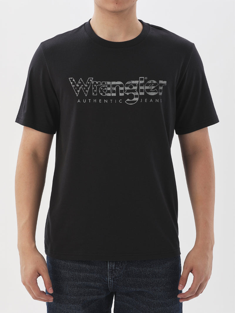 เสื้อยืดแขนสั้นผู้ชาย ทรงตรง สีดำ