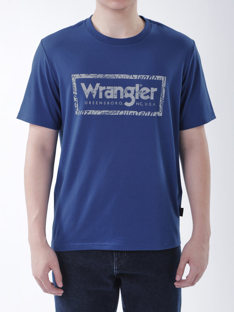 เสื้อยืดแขนสั้นผู้ชาย ทรงตรง สีน้ำเงิน