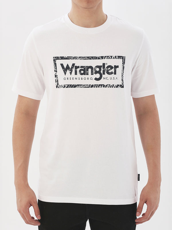 เสื้อยืดแขนสั้นผู้ชาย ทรงตรง สีขาว