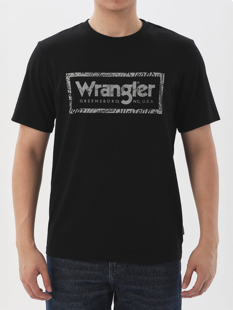 เสื้อยืดแขนสั้นผู้ชาย ทรงตรง สีดำ