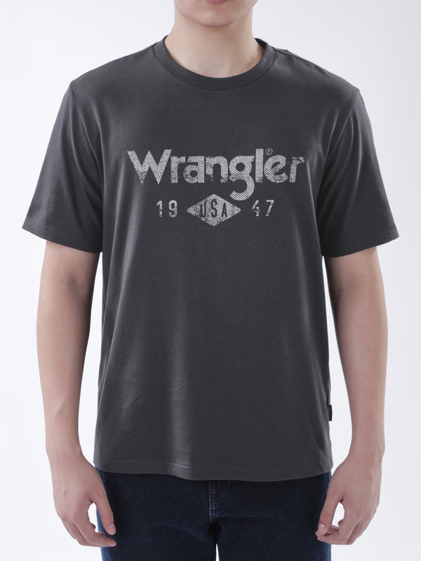 เสื้อยืดแขนสั้นผู้ชาย ทรงตรง สีเขียวมะกอก