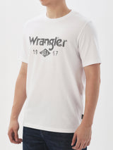 เสื้อยืดแขนสั้นผู้ชาย ทรงตรง สีขาว