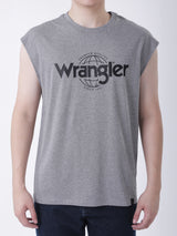 เสื่อยืดแขนกุดผู้ชาย ทรงตรง สีเทา