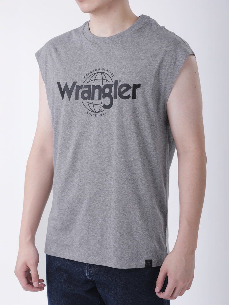 เสื่อยืดแขนกุดผู้ชาย ทรงตรง สีเทา