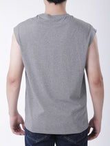 เสื่อยืดแขนกุดผู้ชาย ทรงตรง สีเทา