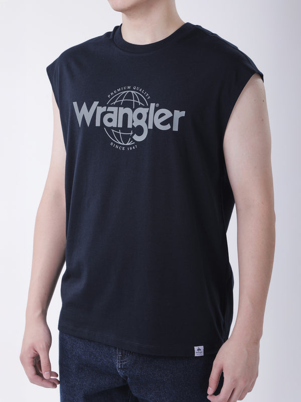 เสื้อยืดแขนกุดผู้ชาย ทรงตรง สีกรมท่า