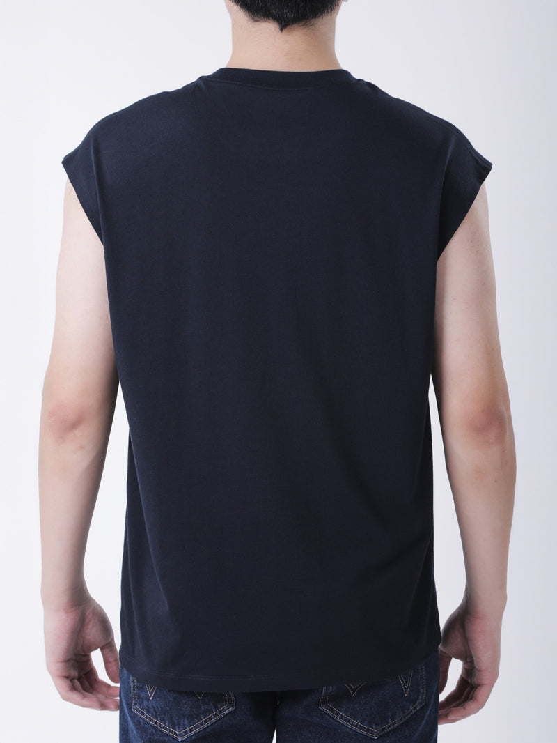 เสื้อยืดแขนกุดผู้ชาย ทรงตรง สีกรมท่า