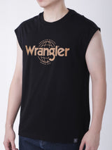 เสื่อยืดแขนกุดผู้ชาย ทรงตรง สีดำ