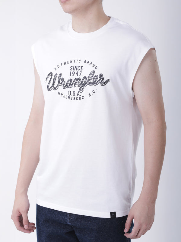 REGULAR FIT MEN'S SLEEVELESS T-SHIRT WHITE