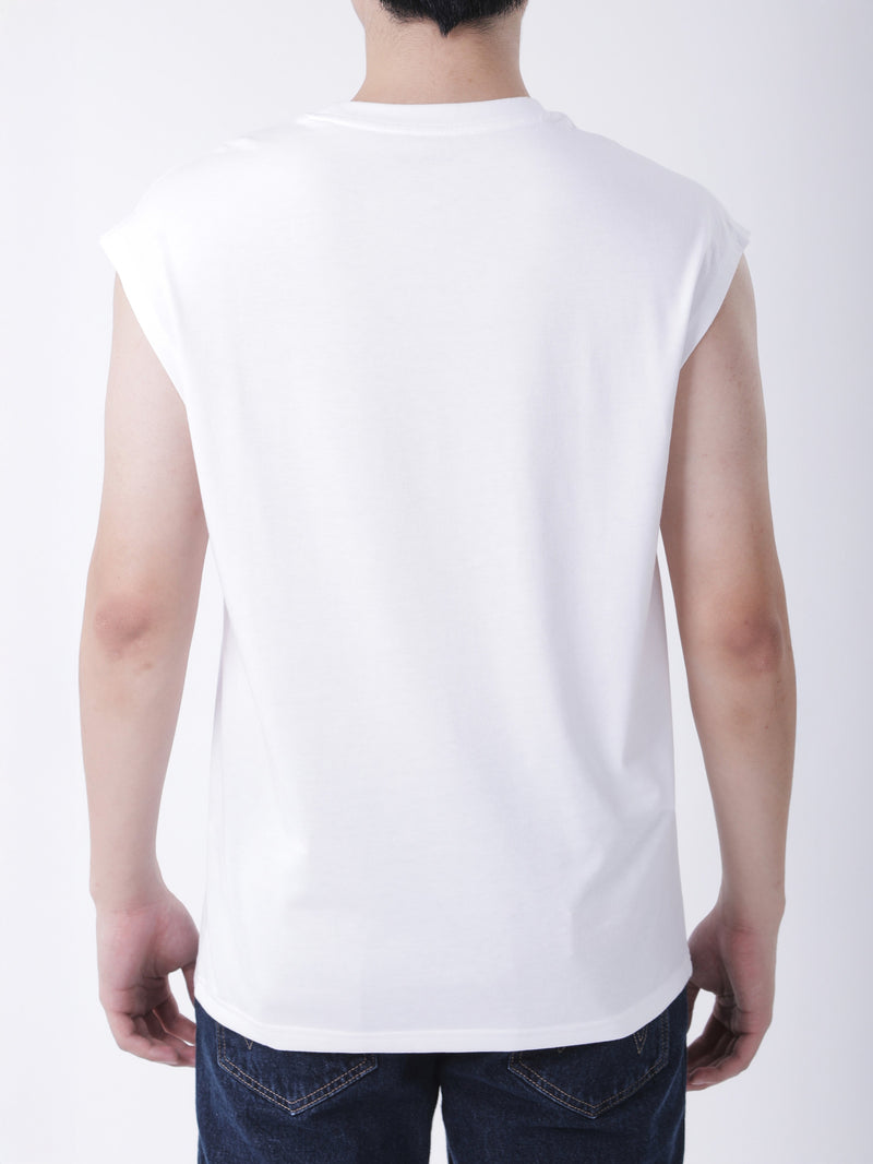 REGULAR FIT MEN'S SLEEVELESS T-SHIRT WHITE