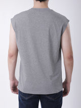 เสื่อยืดแขนกุดผู้ชาย ทรงตรง สีเทา