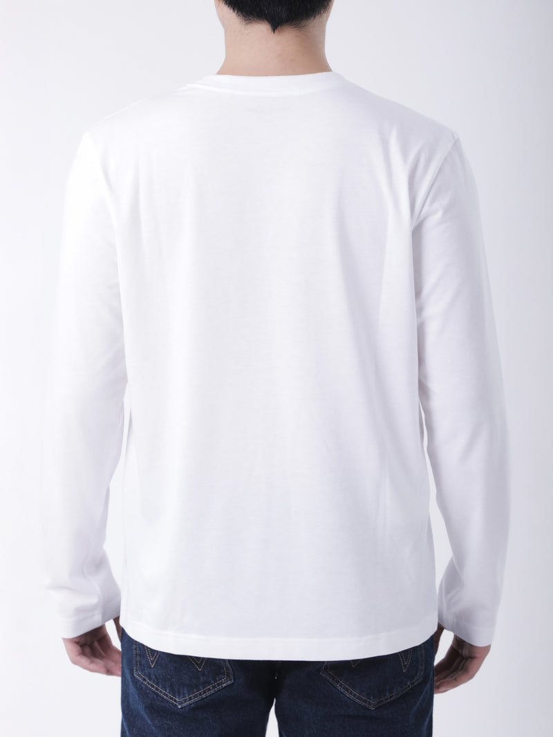 เสื้อยืดแขนยาวผู้ชาย ทรงตรง สีขาว