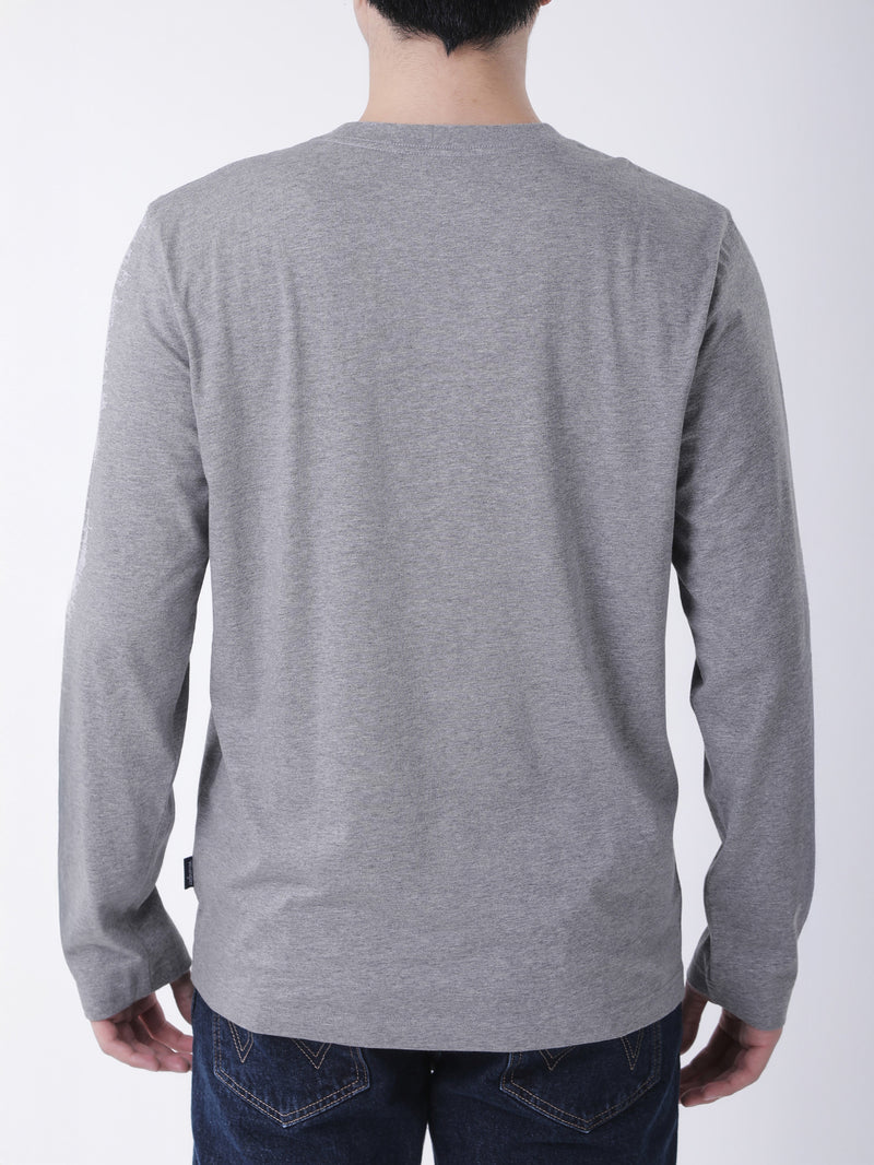 เสื้อยืดแขนยาวผู้ชาย ทรงตรง สีเทา