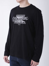 เสื้อยืดแขนยาวผู้ชาย ทรงตรง สีดำ