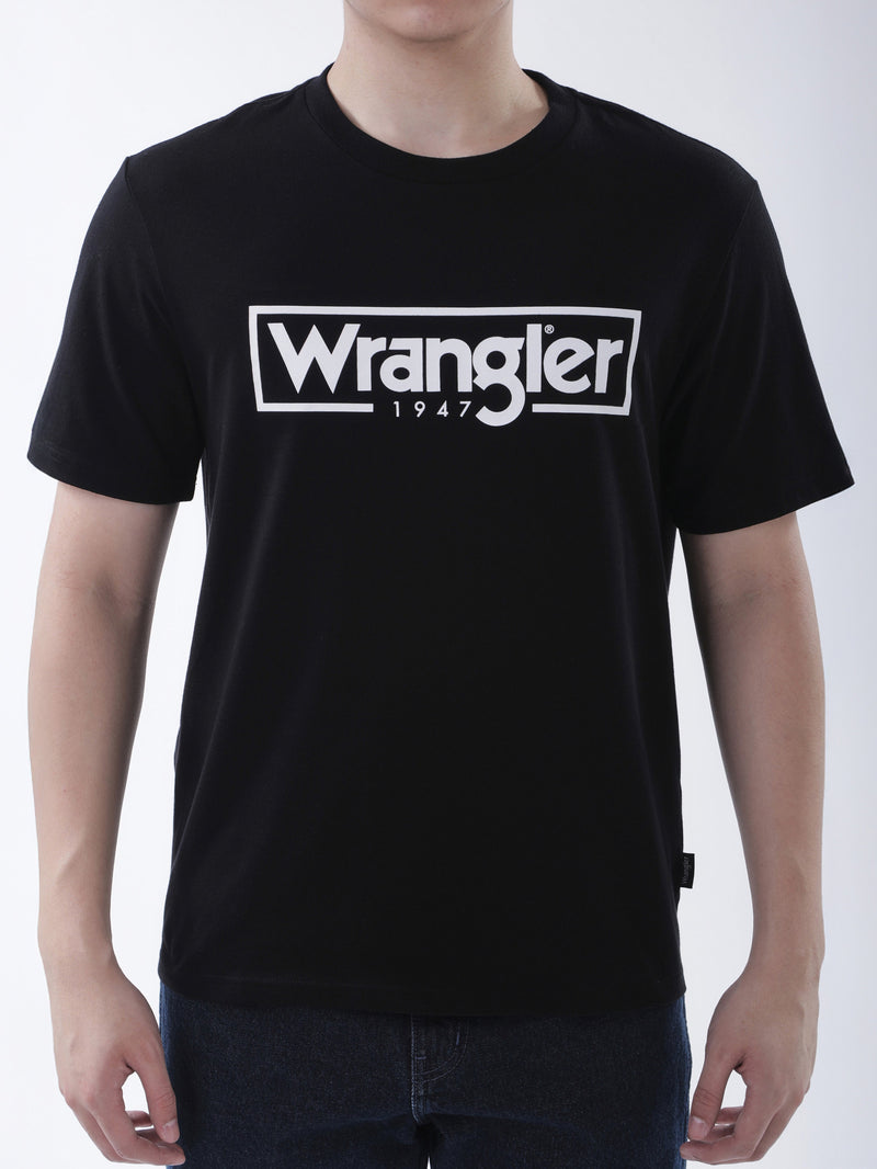 เสื้อยืดแขนสั้นผู้ชาย ทรงตรง สีดำ