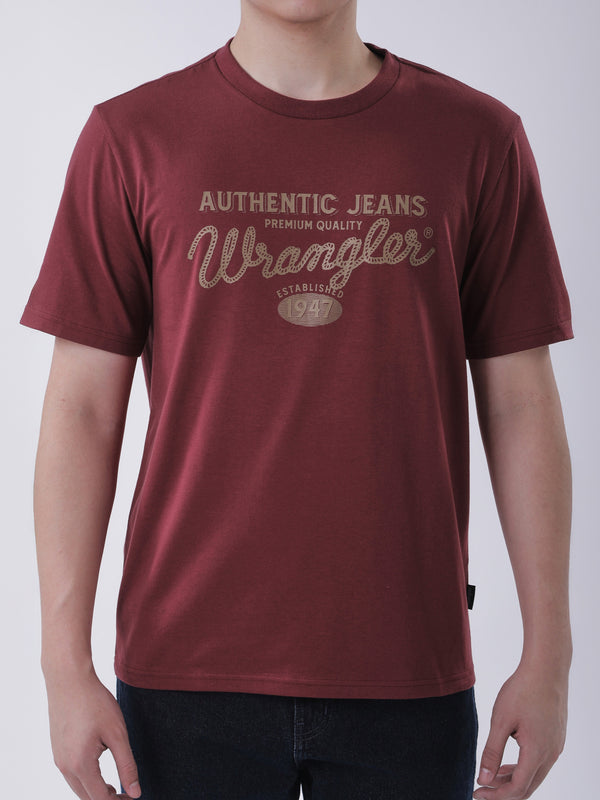 เสื้อยืดแขนสั้นผู้ชาย ทรงตรง สีแดง