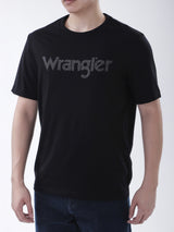 เสื้อยืดแขนสั้นผู้ชาย ทรงตรง สีดำ