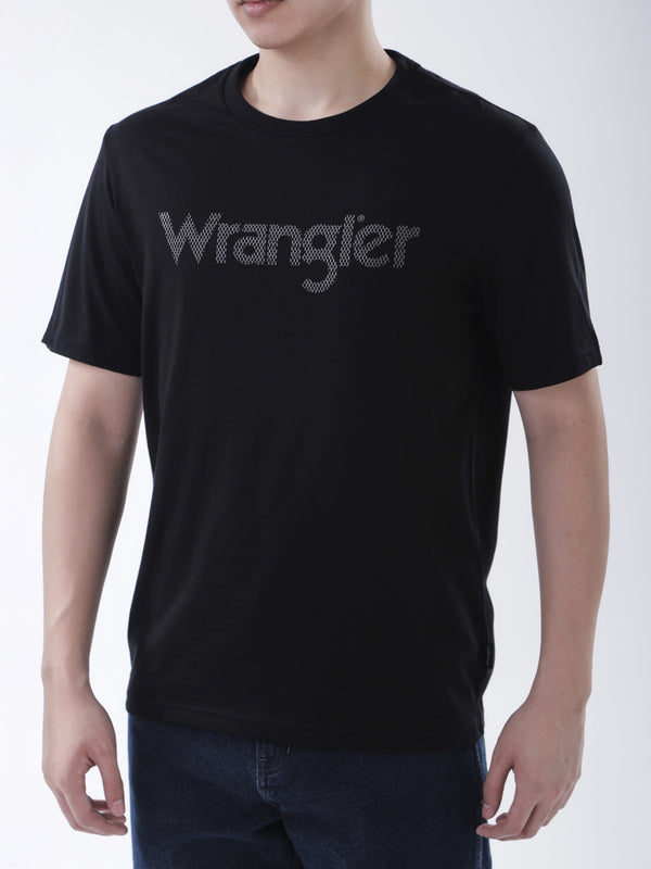 เสื้อยืดแขนสั้นผู้ชาย ทรงตรง สีดำ