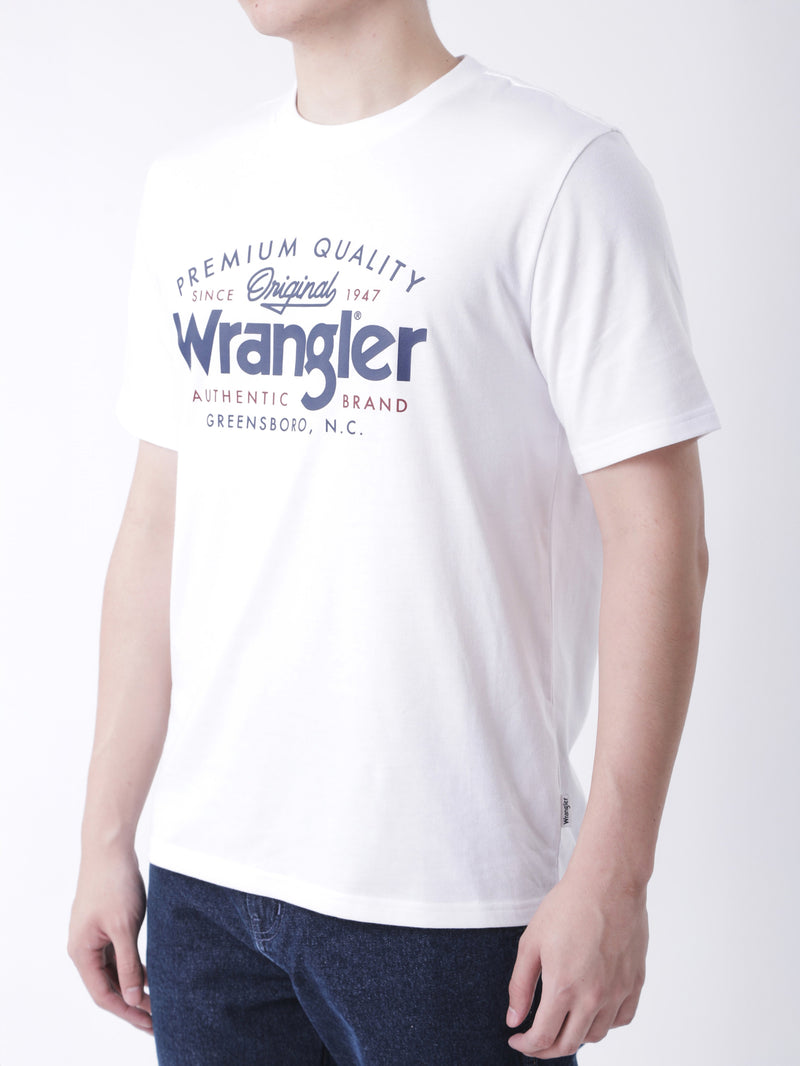 เสื้อยืดแขนสั้นผู้ชาย ทรงตรง สีขาว