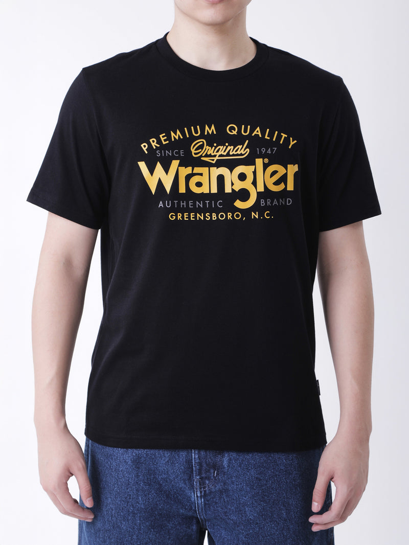 เสื้อยืดแขนสั้นผู้ชาย ทรงตรง สีดำ