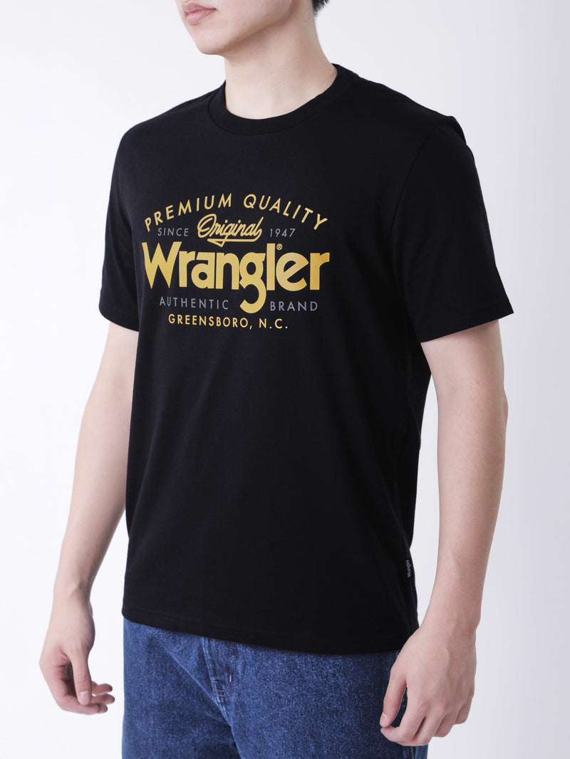 เสื้อยืดแขนสั้นผู้ชาย ทรงตรง สีดำ