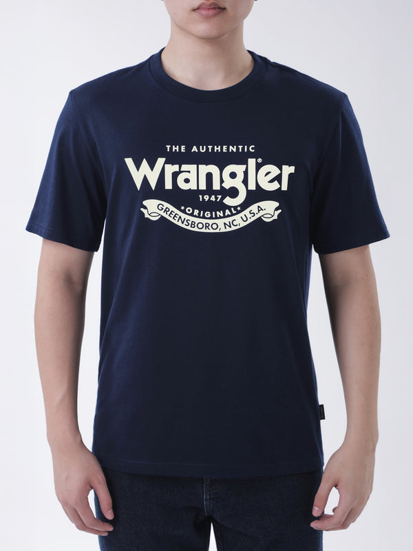 เสื้อยืดแขนสั้นผู้ชาย ทรงตรง สีกรมท่า