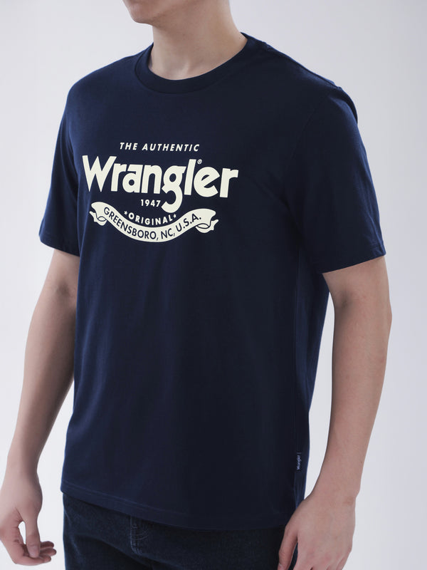 เสื้อยืดแขนสั้นผู้ชาย ทรงตรง สีกรมท่า