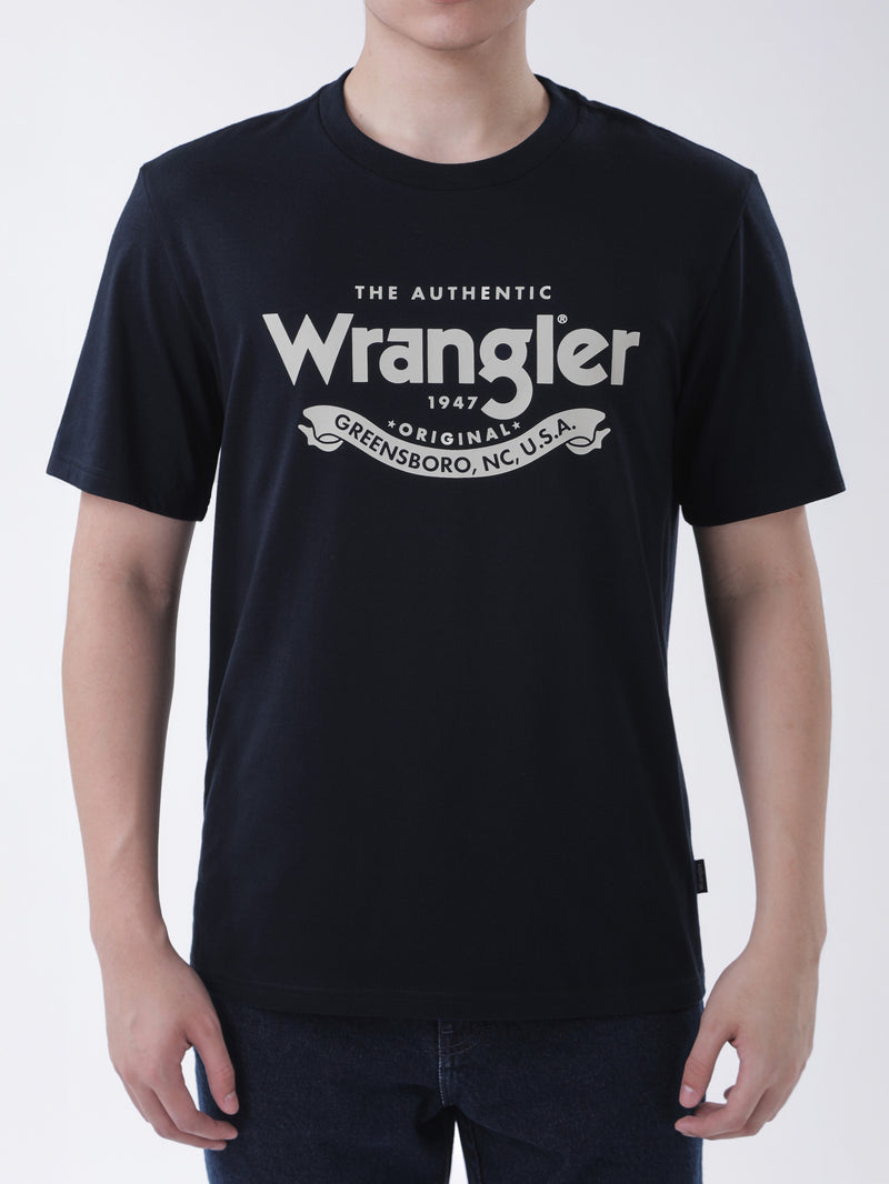 เสื้อยืดแขนสั้นผู้ชาย ทรงตรง สีดำ