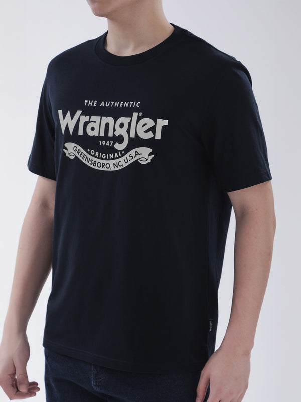 เสื้อยืดแขนสั้นผู้ชาย ทรงตรง สีดำ