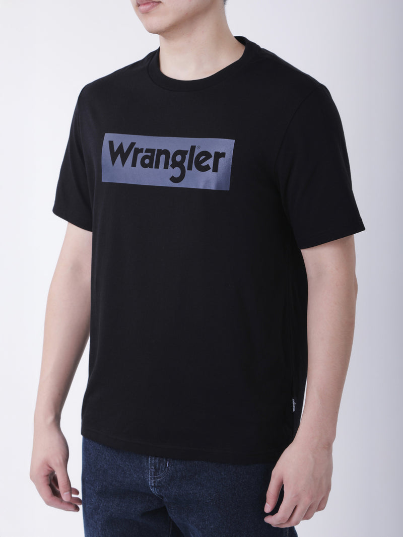 เสื้อยืดแขนสั้นผู้ชาย ทรงตรง สีดำ