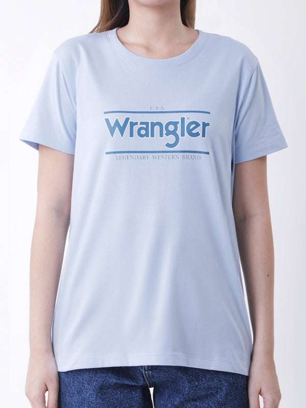 เสื้อยืดแขนสั้นผู้หญิง ทรงตรง สีฟ้า