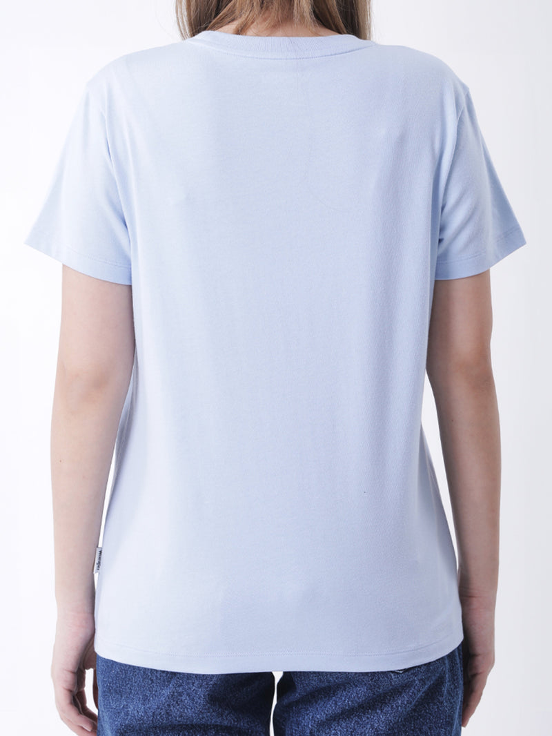 เสื้อยืดแขนสั้นผู้หญิง ทรงตรง สีฟ้า