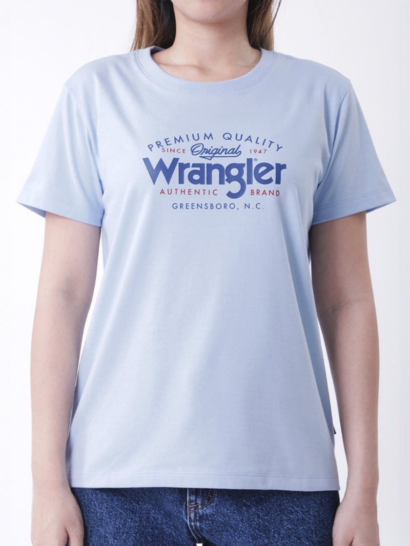 เสื้อยืดแขนสั้นผู้หญิง ทรงตรง สีฟ้า