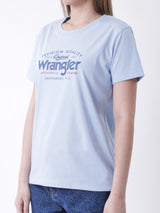 เสื้อยืดแขนสั้นผู้หญิง ทรงตรง สีฟ้า