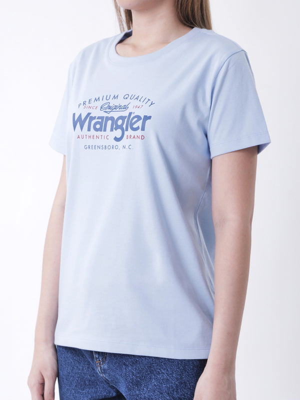 เสื้อยืดแขนสั้นผู้หญิง ทรงตรง สีฟ้า